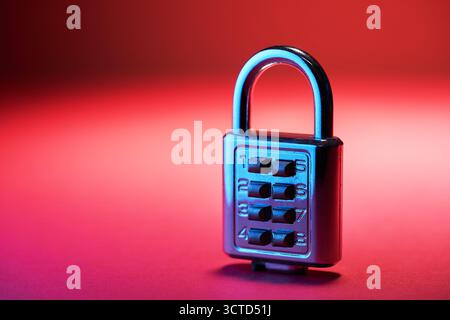 Lock padlock with number security code Stock Photo