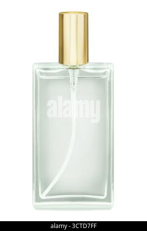 1 Glass flacon and perfume isolated on white  background Stock Photo