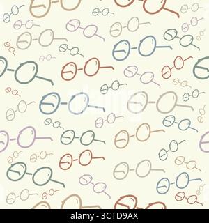 Hand Drawn Glasses Seamless Pattern Vector Illustration Stock Vector