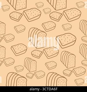Hand Drawn Bread Seamless Pattern Vector Illustration Stock Vector