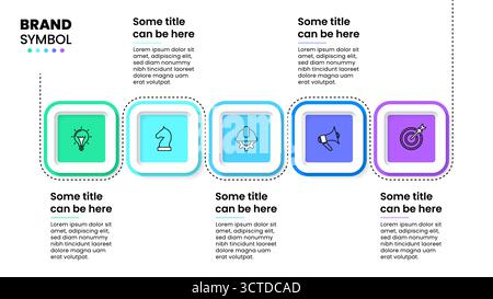 Infographic template with icons and 5 options or steps. Can be used for workflow layout, diagram, banner, webdesign. Vector illustration Stock Vector