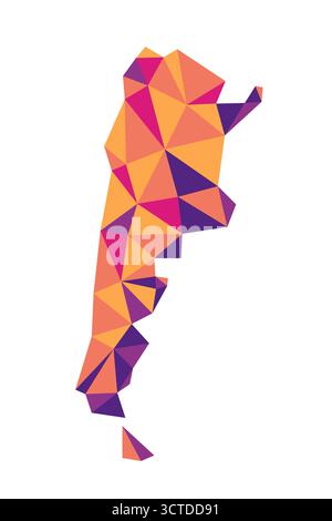 Argentina map polygon origami paper style. Simple geometric tech map of Argentina. Stock Vector