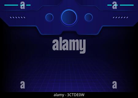 Modern sci-fi user interface with glowing blue details, perfect for gaming, tech or virtual design, vector illustration Stock Vector