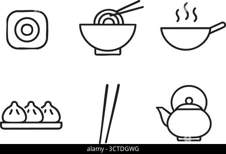 Set of Japanese Food Icon Stock Vector