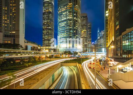 night view of Central district of Hong Kong island in Hongkong, China Stock Photo