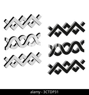 Letter X shapes. Interlocking three D form. Abstract Vector element. Dark geometric object. EPS 10. Stock Vector