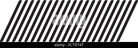 Slash lines pattern. Border with tilted parallel stripes. Embroidery ornament with black slanted stitches on white background. Geometric print for Stock Vector