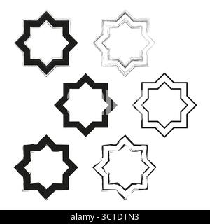 Star polygon shapes. Geometric figure set. Abstract Vector element. Outline filled forms. EPS 10. Stock Vector