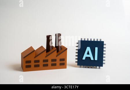 Implementing AI technologies in industry. Improving production productivity with new technological solutions. Concept of automation, digital transform Stock Photo