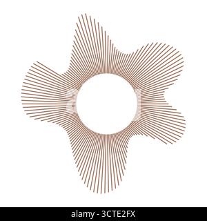 Sound circle lines. Equalizer logotype. Circular waves. Radial spectrum. Sound ring. Radial wavy frame pattern, design element. Radial rays. Depicting Stock Vector