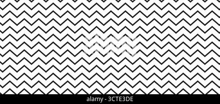 Black parallel horizontal zigzag lines on white background. Simple zig zag pattern. Jagged stripes texture. Minimalistic graphic print. Vector Stock Vector