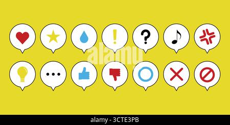 Emotional communication speech bubble icon set Stock Vector