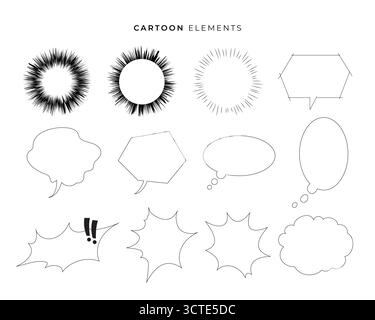 Cartoon speech bubble effect illustration element collection Stock Vector