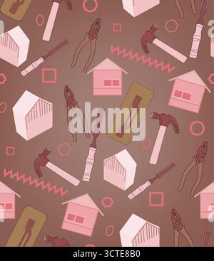 Seamless pattern,carpenter tool vector image Stock Vector