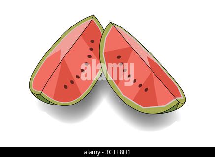 Geometric Flat Design ,Watermelon slice,Vector Images Stock Vector