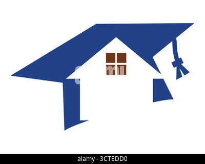 A modern and creative home schooling logo featuring an open book and house concept, symbolizing education, learning, and growth at home. Perfect for s Stock Vector