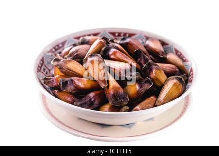 pinhão seeds, the seed of the araucaria, a tree found in the South and Southeast of Brazil, consumed cooked or roasted, mainly in autumn and winter, i Stock Photo