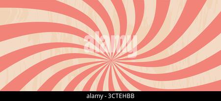 Swirl Groovy Starburst. Abstract retro vintage texture background pattern in Warm Tone. Vector illustration. Simple Horizontal wallpaper for poster an Stock Vector