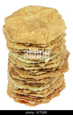 Dutch galetwafels (sugar waffles) isolated on white background Stock Photo