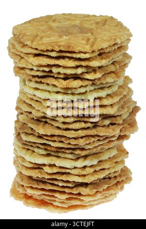 Dutch galetwafels (sugar waffles) isolated on white background Stock Photo