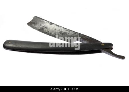 vintage straight razor isolated on white background Stock Photo