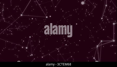 Displaying network of connected nodes in abstract digital field, with white circles and thin lines Stock Photo
