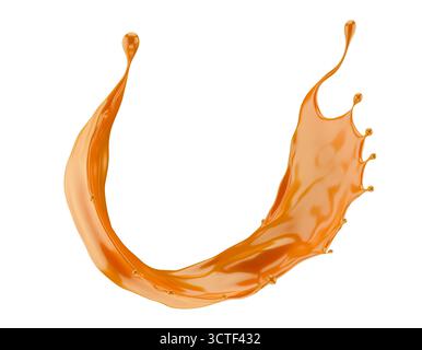 caramel splash isolated on white background. 3d render. Stock Photo