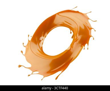 caramel splash isolated on white background. 3d render. Stock Photo