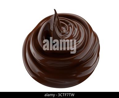 chocolate swirl isolated on a white background. 3d render. Stock Photo