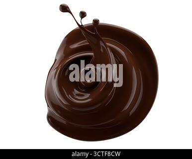 chocolate swirl isolated on a white background. 3d render. Stock Photo