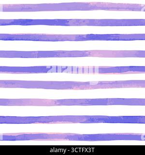 Beautiful seamless pattern with purple watercolor stripes. hand painted brush strokes, striped background. Vector illustration Stock Vector