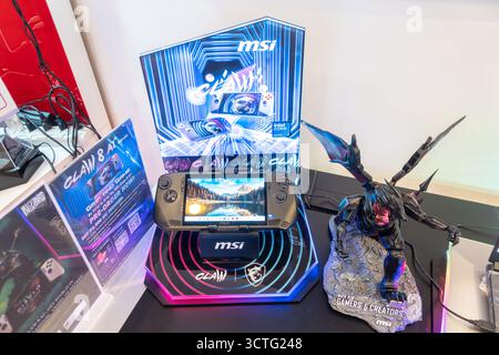 MSI Claw 8 AI+, a handheld gaming PC.on display in comupter store in SM Mall, Manila, Philippines Stock Photo