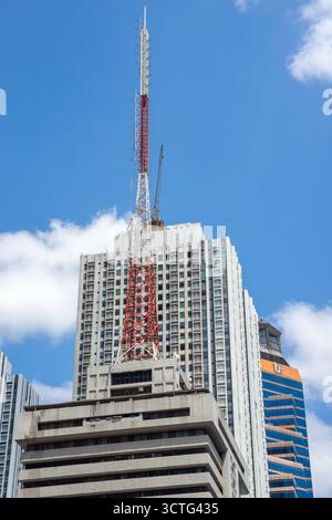 Radio mast or radio tower to support antennas for telecommunications and broadcasting,Manila, Philippines Stock Photo