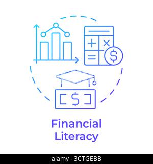 Financial literacy blue gradient concept icon Stock Vector