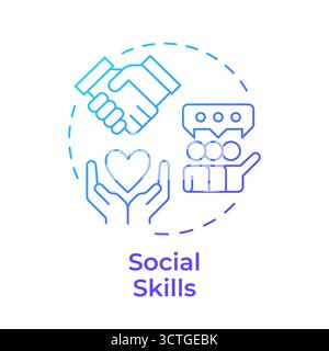 Social skills blue gradient concept icon Stock Vector