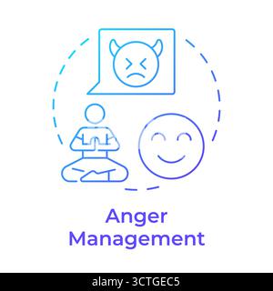 Anger management blue gradient concept icon Stock Vector