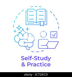 Self study and practice blue gradient concept icon Stock Vector