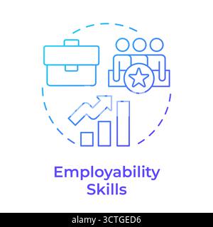 Employability skills blue gradient concept icon Stock Vector