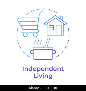 Independent living blue gradient concept icon Stock Vector