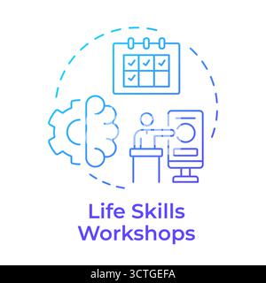 Life skills workshops blue gradient concept icon Stock Vector