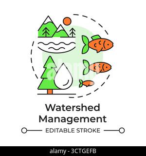 Watershed management multi color concept icon Stock Vector
