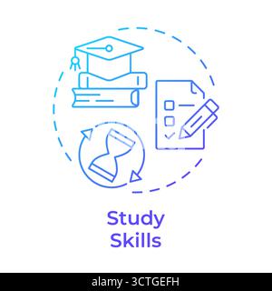 Study skills blue gradient concept icon Stock Vector