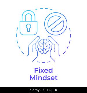 Fixed mindset blue gradient concept icon Stock Vector