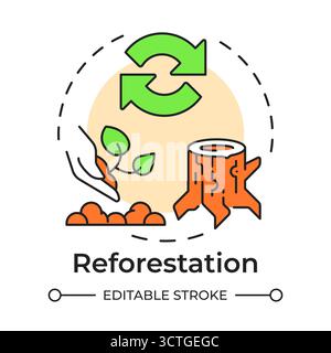 Reforestation multi color concept icon Stock Vector