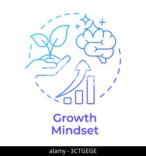 Growth mindset blue gradient concept icon Stock Vector