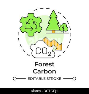 Forest carbon multi color concept icon Stock Vector