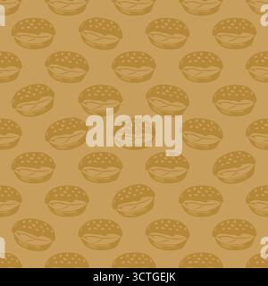 Seamless pattern with sweet buns on orange background Stock Vector