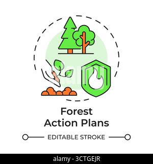 Forest action plans multi color concept icon Stock Vector