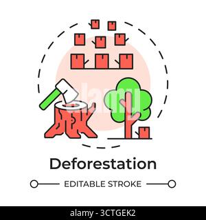 Deforestation multi color concept icon Stock Vector