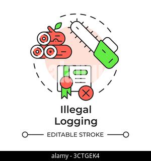 Illegal logging multi color concept icon Stock Vector
